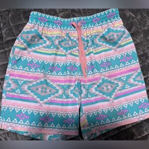 Chubbies Teal and Pink Geometric Women's Shorts